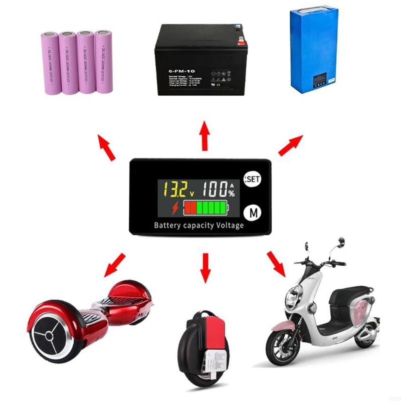 Low Power Consumption Electric Monitor with Clear Battery Percentage Readout Digital Voltmeter for 8 to 100V Systems