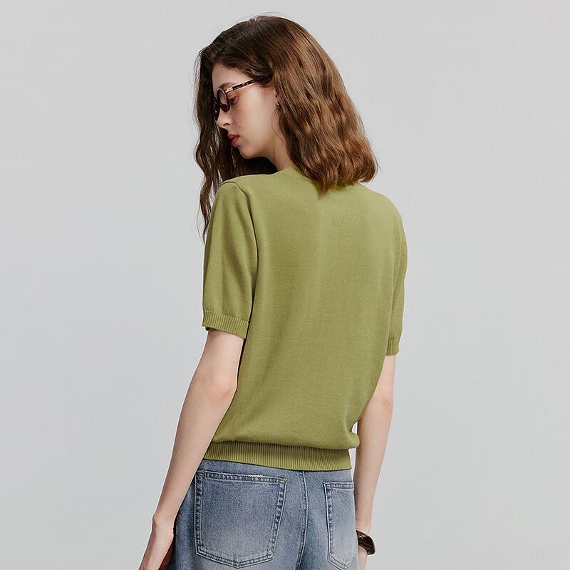 Chuyu 2025 Women's Pet Dog Jacquard Knit Short Sleeve Top