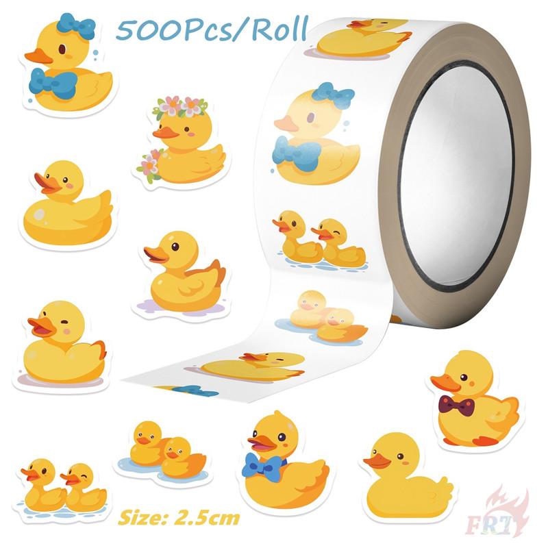500Pcs/Roll Q Funny Yellow Ducks Kids Rewards Stickers - DIY Scrapbooks Album Decor Sealing Label Decals