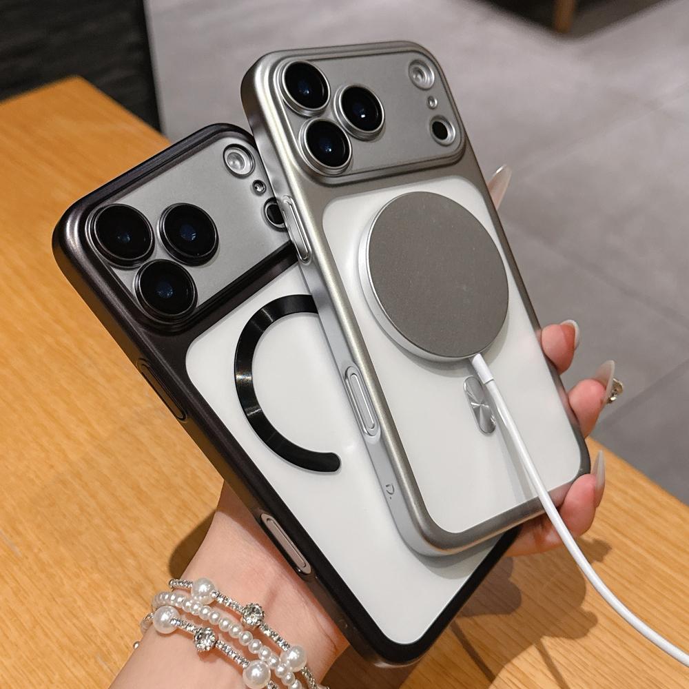 Роскошное матовое покрытие для чехла MagSafe для iPhone 17 Pro Max 17 Air Жесткий противоударный Funda Пленка для защиты объектива Полупрозрачная крышка
