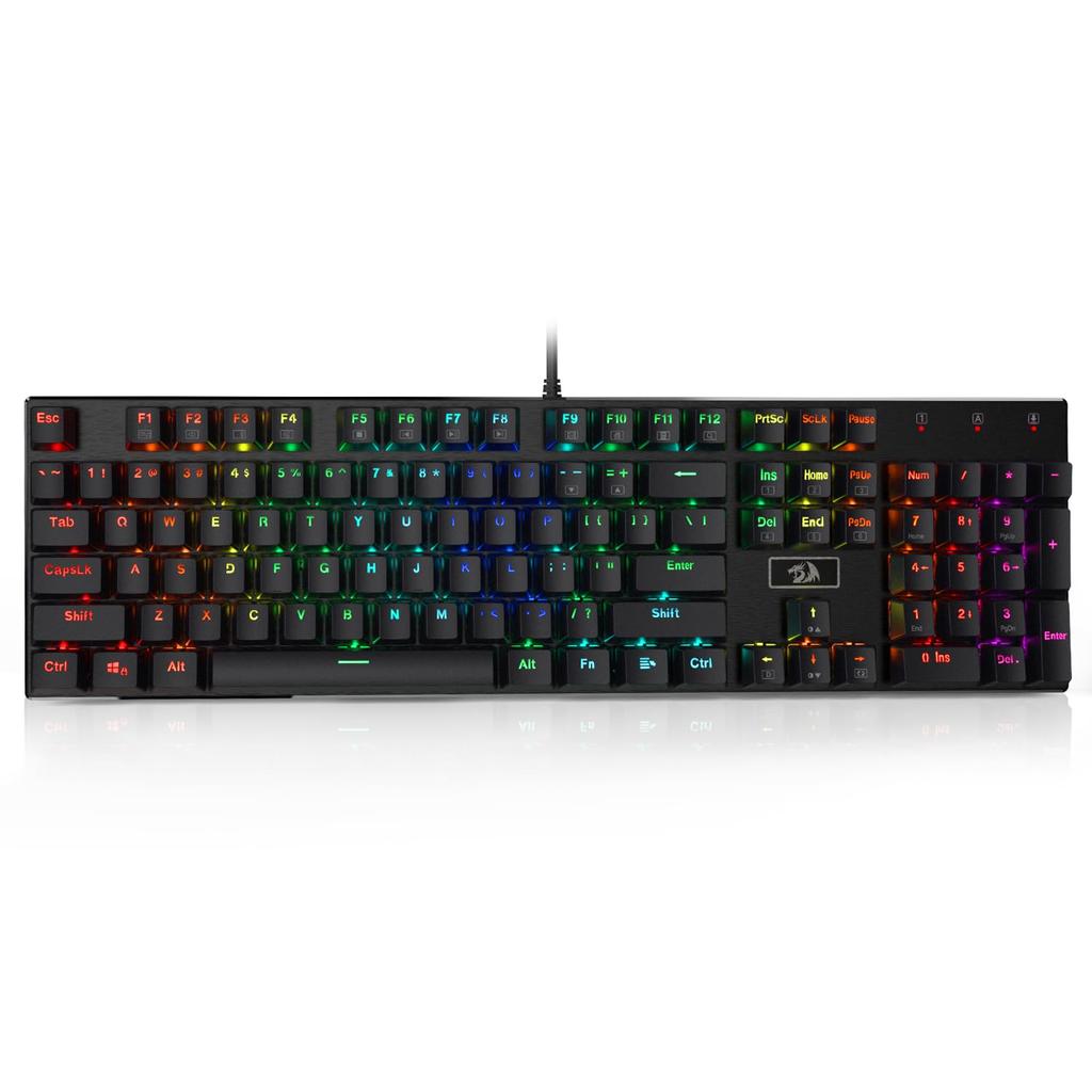 Redragon K556 RGB светодиодная проводная механическая игровая клавиатура с алюминиевыми улучшенными разъемами и мягкими тактильными коричневыми переключателями, 104 клавиши с возможностью горячей замены