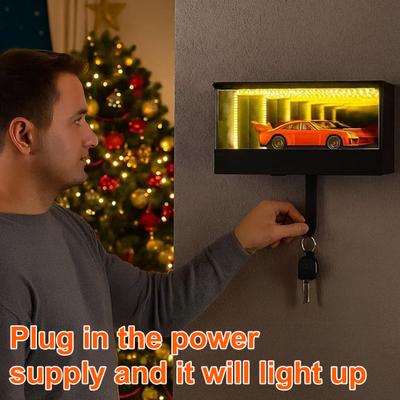 Бесконечность Держатель для ключей от гаража Светодиодная светящаяся подставка для ключей от машины с 3D-иллюзией туннеля Органайзер для ключей Эффект Креативный подарок для автолюбителей и автоэнтузиастов