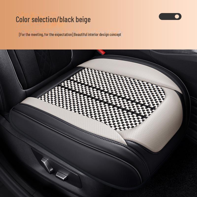 Комплект всесезонных подушек на сиденье автомобиля для водителя, с кожаной обивкой и материалом Ice Silk для вентиляции и противоскользящими свойствами.