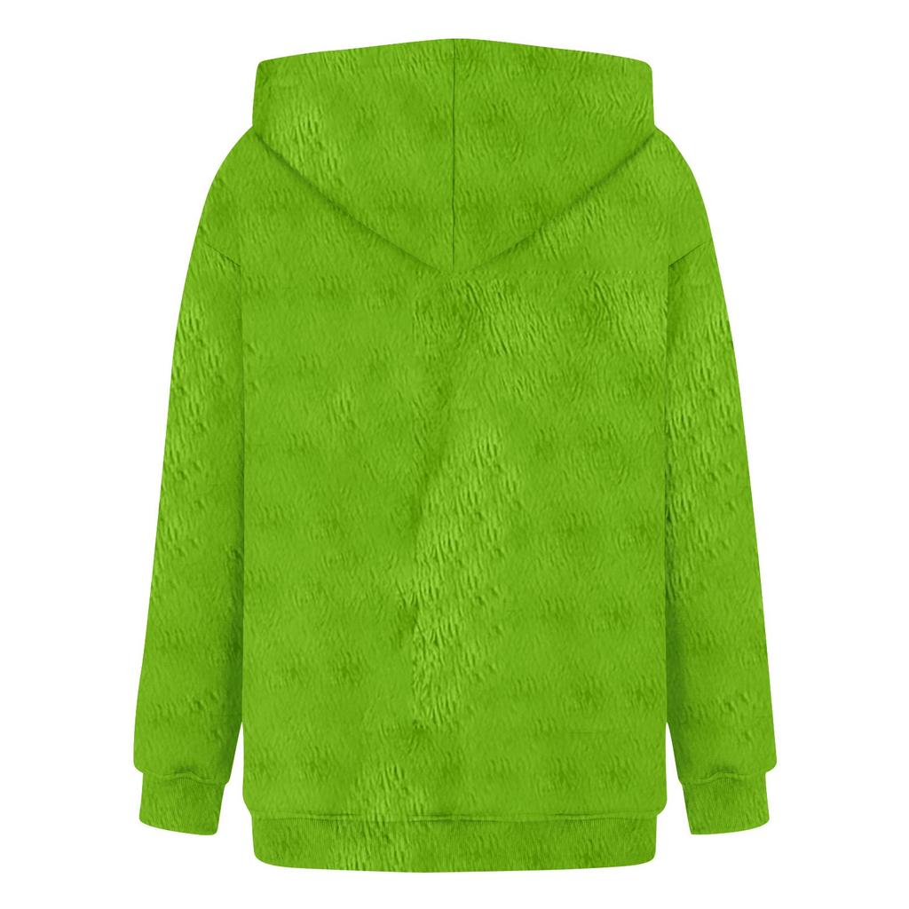 Женская модная повседневная толстовка с капюшоном и длинным рукавом из фланели с рождественским принтом