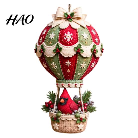 Holiday Handmade Gift Sets DIY Christmas Hot Air Balloon Hanging Ornament Kit, 3D Fabric Craft Festive Home Decor Ornaments Project with Santa