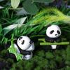 8pcs Cartoon Miniature Panda Figurines Resin Animal Statues Micro Landscapes Panda Ornament  Desktop