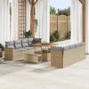 11-Piece Garden Sofa Set with Beige Cushions Poly Rattan Acacia 3363027