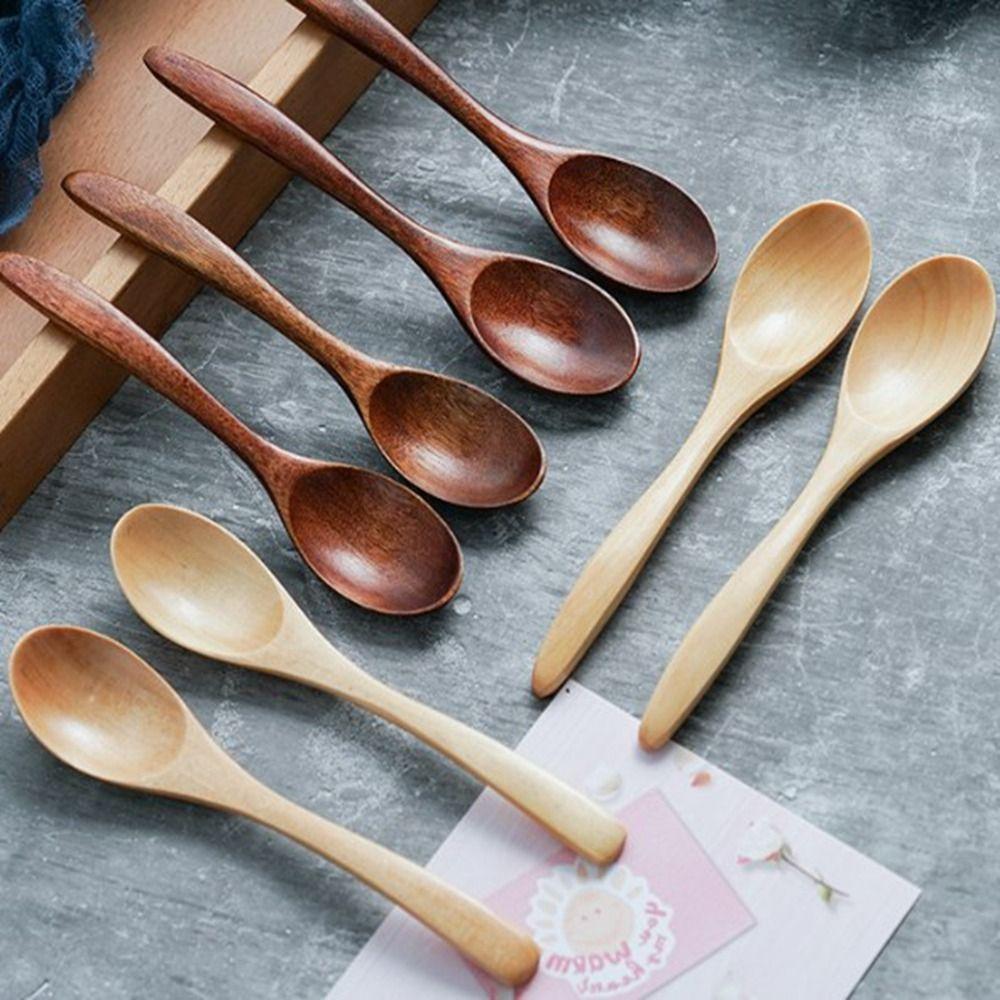 Natural Wooden Spoon Handmade Rice Soups Spoon New Utensil Cereal Spoon Kitchen Accessories