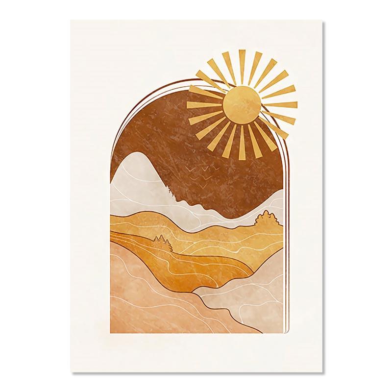 Бохо Монстера Пальмовый Лист Настенные Панно Линии Геометрии Художественный Плакат Солнце Луна Настенные Плакаты Абстрактное Искусство Живопись Cuadros Decorativos