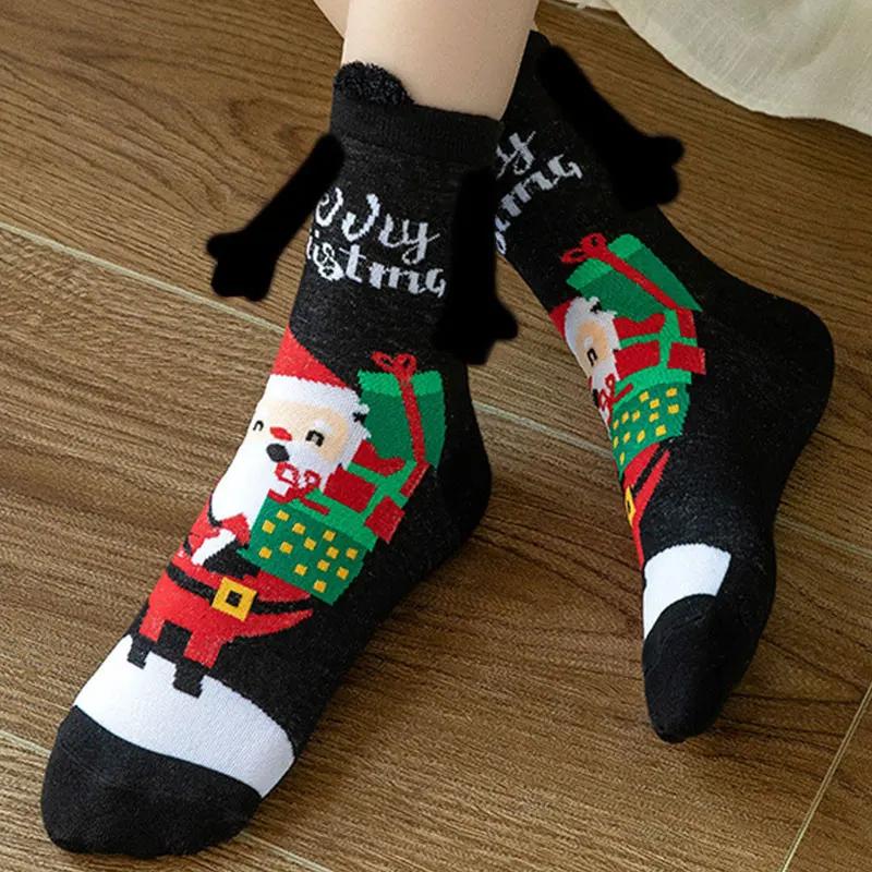 1-10Pairs Christmas Socks Funny Cartoon Print Elk Snowman Santa Candy Bar Novelty Socks for Women Kids Holiday Party Gift Set