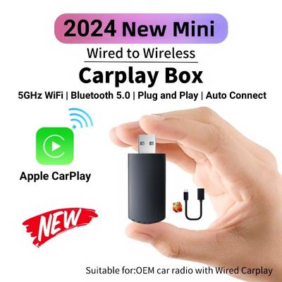 Беспроводной адаптер Carplay Mini Box WiFi 5Ghz Проводной к беспроводному Carplay для USB/Type C Dongle Plug And Play для iPhone IOS 10+