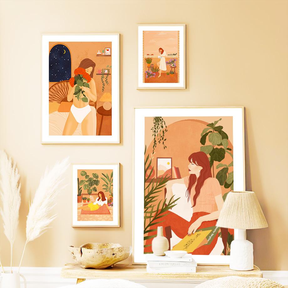 Абстрактная мода в стиле бохо подруга Монстера, настенная живопись на холсте, постеры на скандинавскую тему и принты, настенные панно для декора гостиной