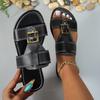 Шлепанцы на плоской подошве большого размера женские новый ветер пряжка на ремешке уличная одежда I-образные женские крутые шлепанцы