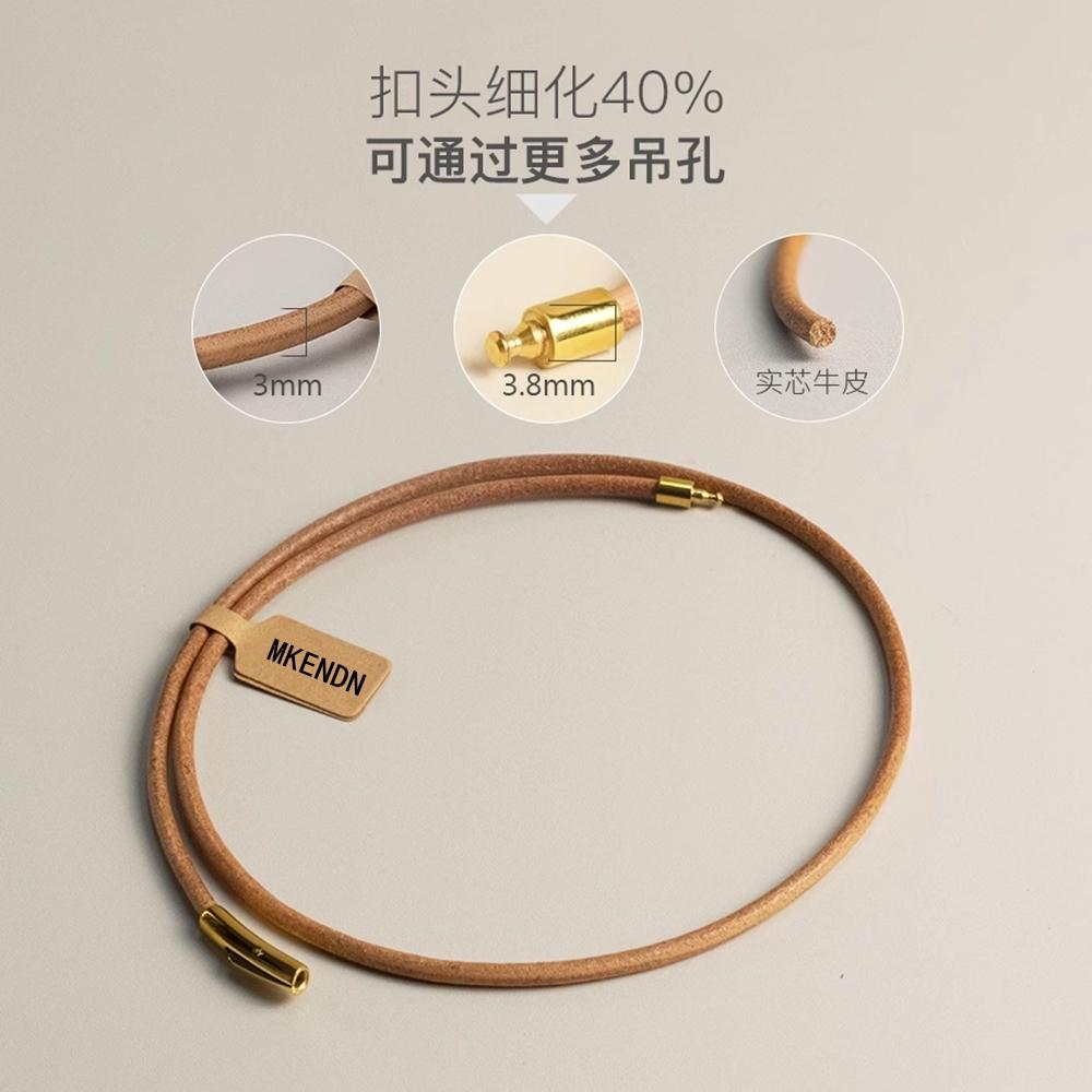 Handmade Simple Primary Cowhide Choker Necklace Leather Necklace Stainless Steel Clasp Male Women Jewelry