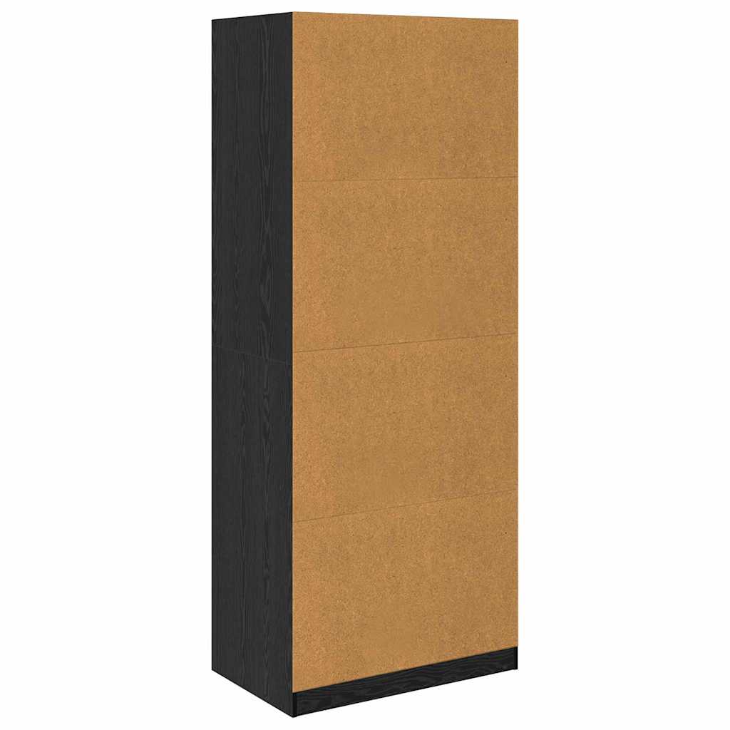 Black Wardrobe with Oak Effect 31.5 x 19.7 x 79.9 in (80 x 50 x 203 cm)