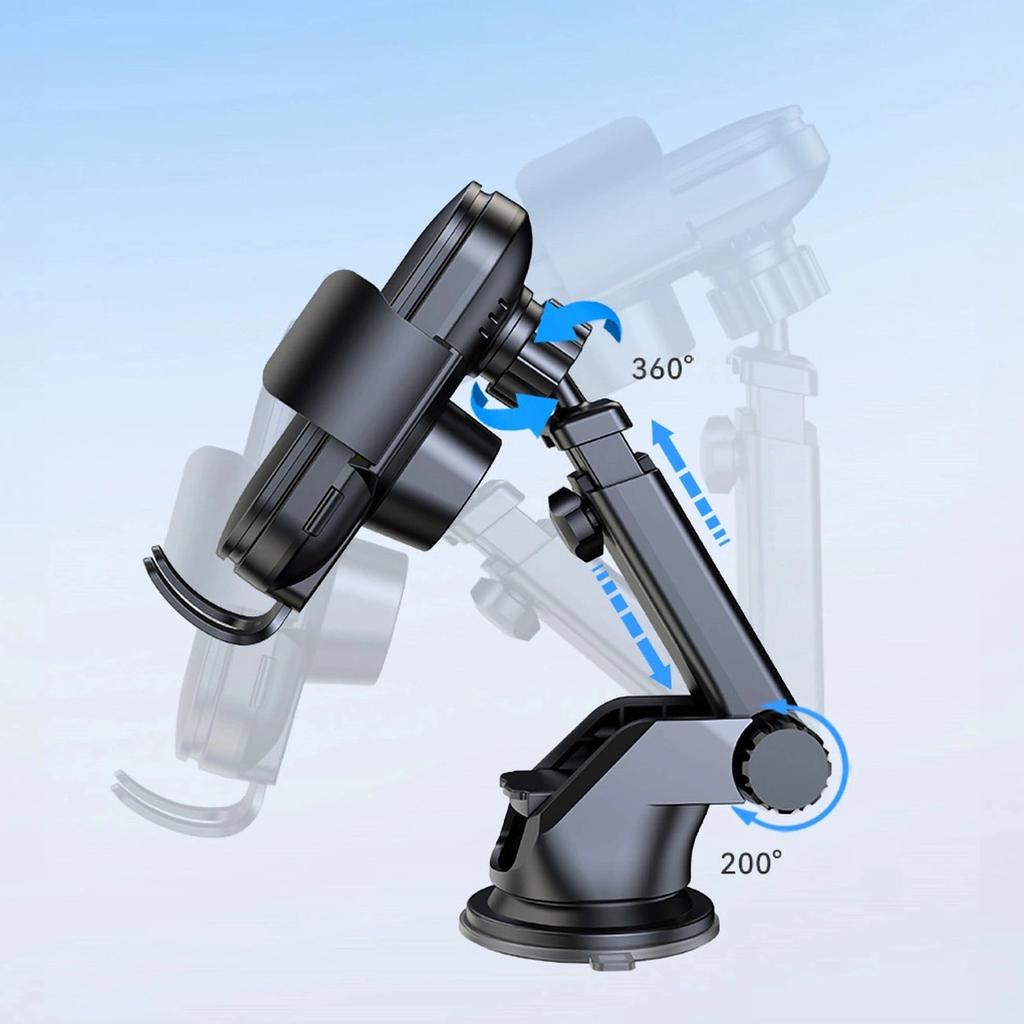 Wozinsky Wumid Phone Holder With 15W Inductive Charger For Car Dashboard - Black