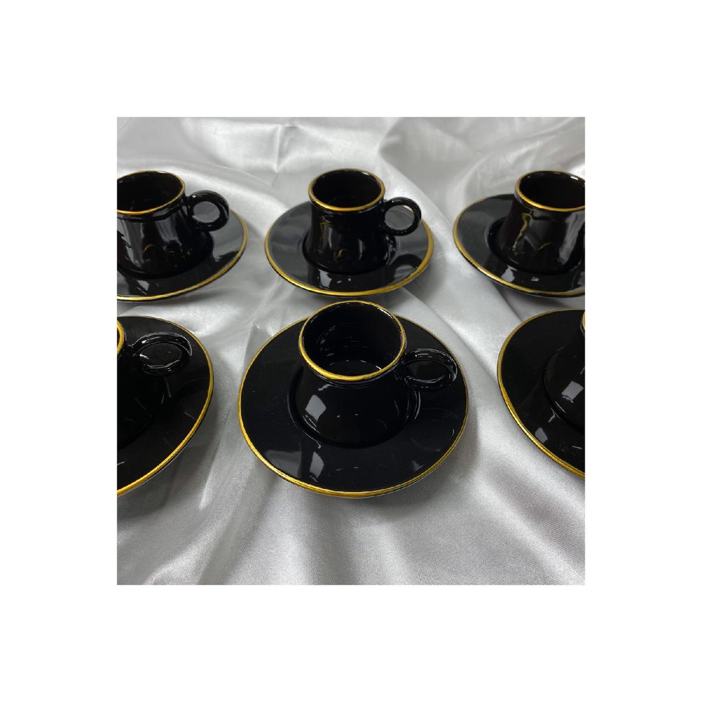 Набор чашек из черного золота с позолотой на 6 персон