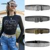 New European and American Rivet Three-row Eyelet Punk Belt PU Belt Men and Women Hash Personality Trend Belt