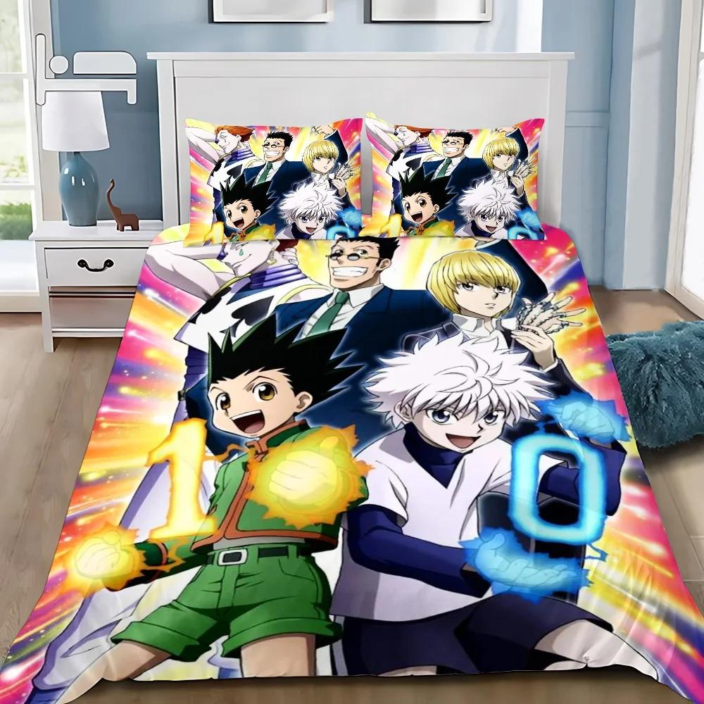 3D принты Hunter x Hunter Мягкое постельное белье Пододеяльник Наволочка Комплект постельного белья Для взрослых Мальчик Девочка Украшение спальни Детская Односпальная Двуспальная Большого размера Размеры