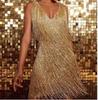 Women Jazz Latin Dance Leotard Rumba Neck Tassel Shiny Sequins Fringe Dress Dancewear