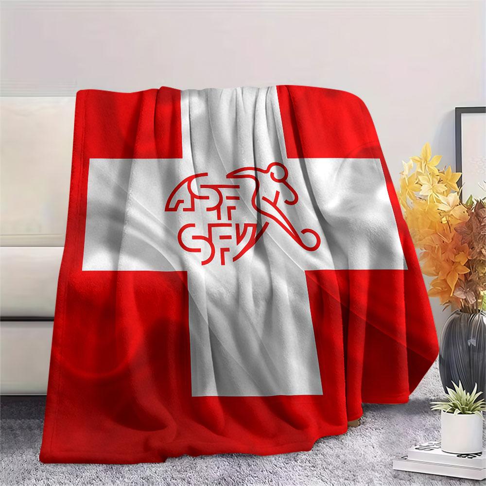 Switzerland national football Printed Flannel Blanket, soft throw for bedroom sofa, washable,soccer fan merchandise, great gift.