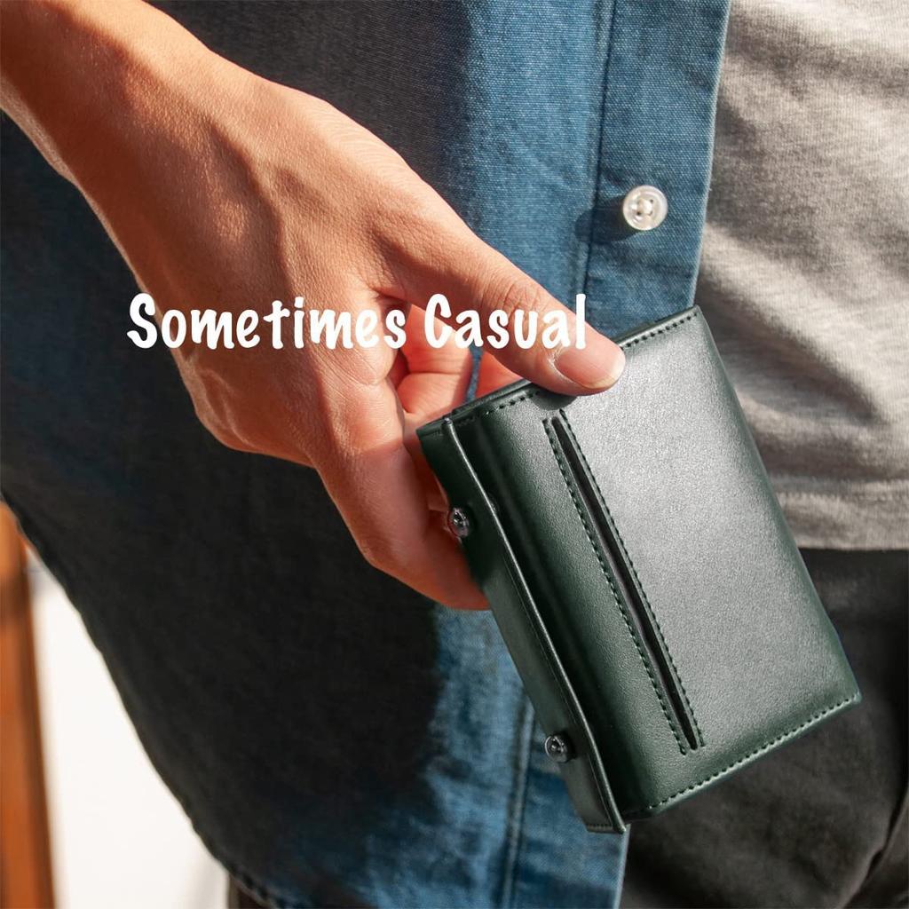 Bifold Wallet Wallet Leather Cowhide Large Capacity Zipper Small Wallet Mini Wallet Compact Brown [Dom Teporna] Men's L-shaped Women's