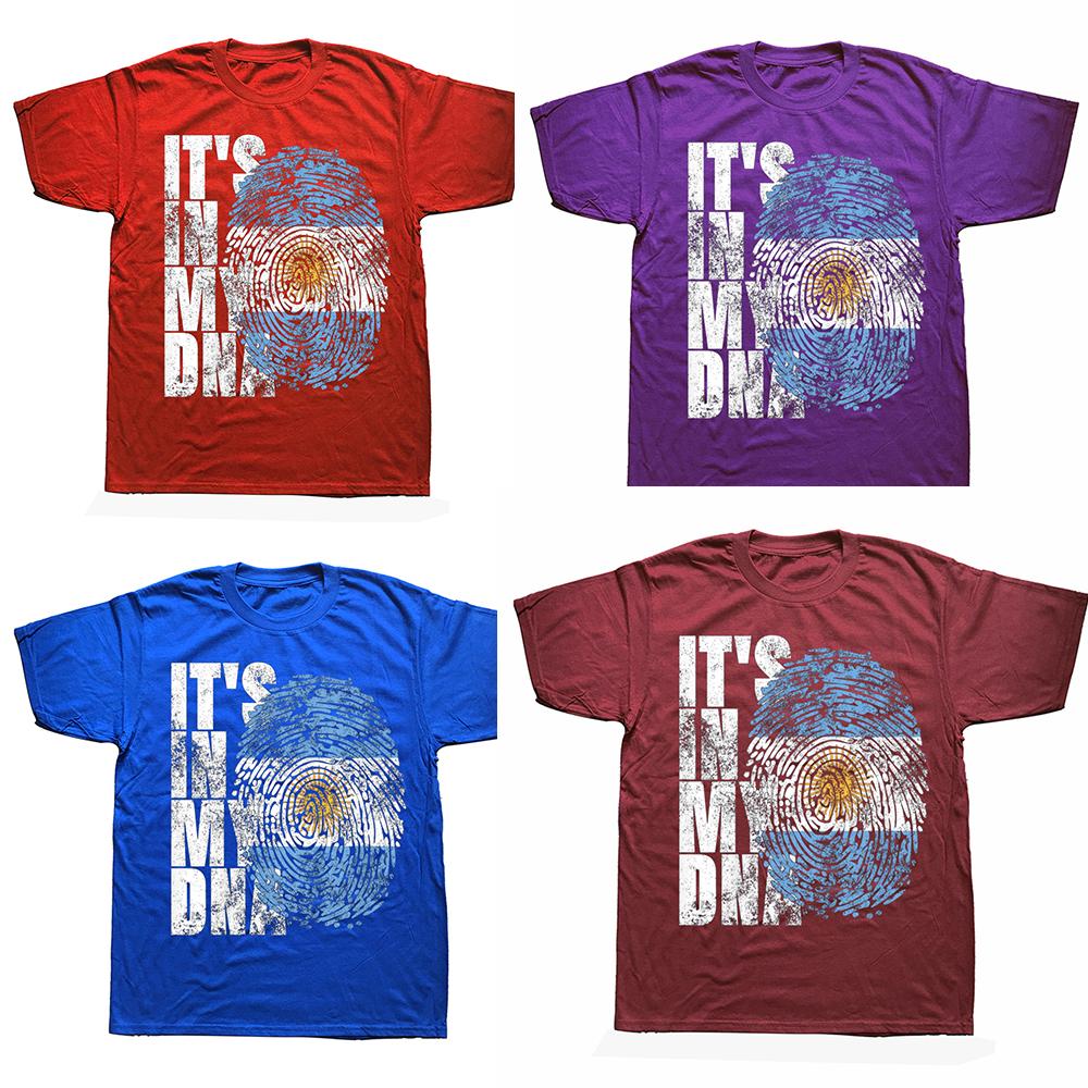 Смешно Это в моей ДНК Аргентинский Крутой Подарок Футболки с флагом Аргентины Лето Парень Хлопок Уличная одежда Подарки на день рождения Футболка Мужчины