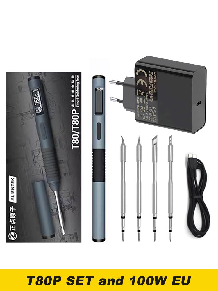 ALIENTEK T80P Electric Soldering Iron 100W Adjustable Digital Display Automatic Sleep BGA Precision Soldering Iron Repair Tool
