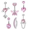 Stainless Steel Butterfly Belly Button Ring Pink  Love Navel Piercing
