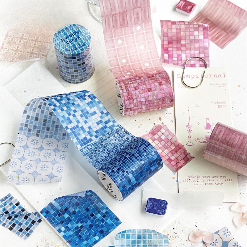 Vintage Colorful Bricks Gird Landscape Washi Tape DIY Journal Decorative Tape Journal Material Collage Scrapbooking Stationery
