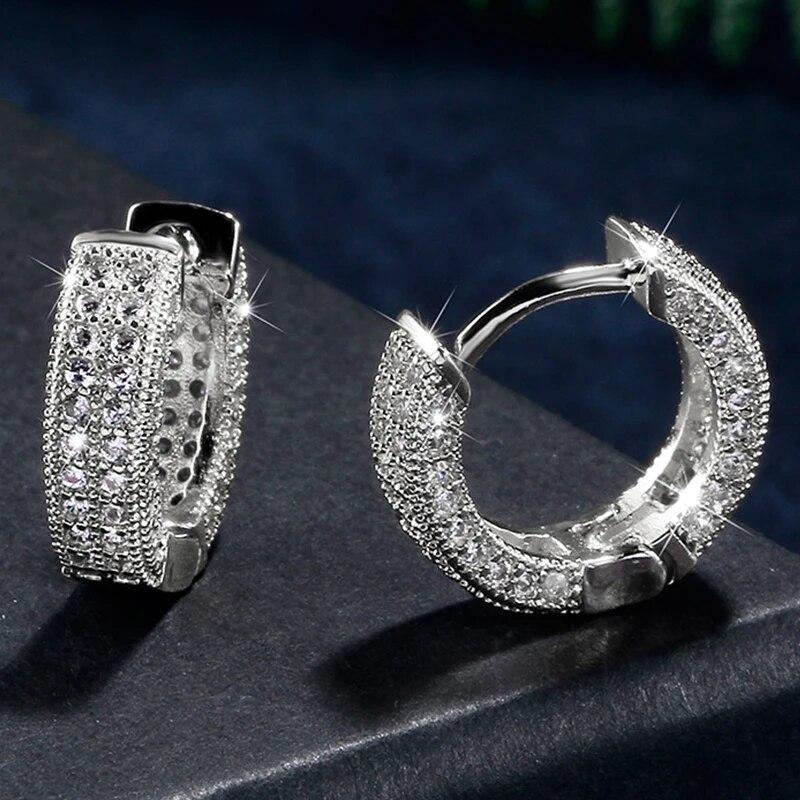 Luxury Cubic Zirconia Gold Color Zircon Hoop Earrings For Women Luxury Circle Crystal Girls Party Zircon