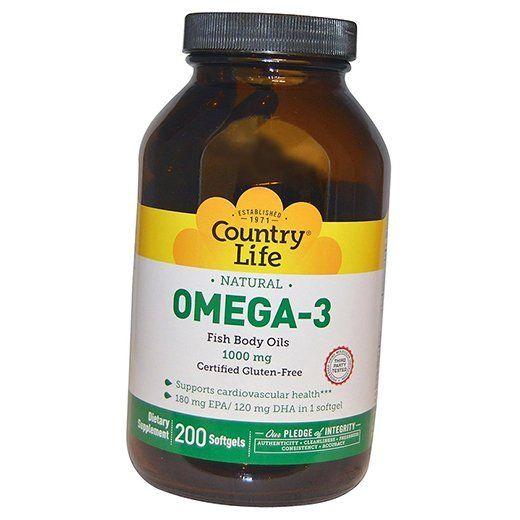 Рыбий жир Омега-3, Omega-3 Fish Body Oil, Country Life  100гелкапс (67124003)