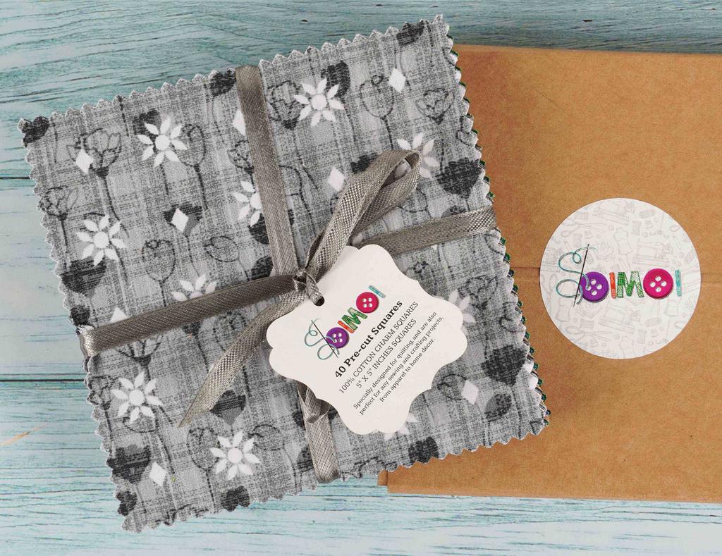 Soimoi Геометрический узор с текстурным принтом, предварительно вырезанные квадраты из хлопчатобумажной ткани 5 дюймов, набор для лоскутного шитья своими руками