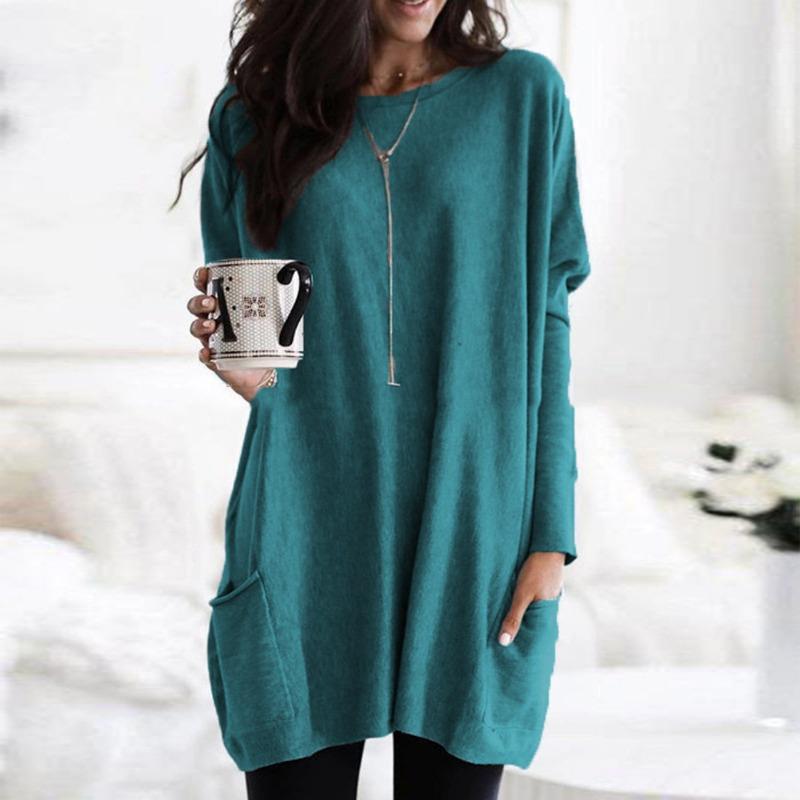 Spring and Autumn T-shirt Women's Casual Round Neck Long Sleeve Top