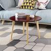 60.96 Cm Round Coffee Table End Table, Modern Tea Side Table Furniture, Wooden Table with 4-Legs