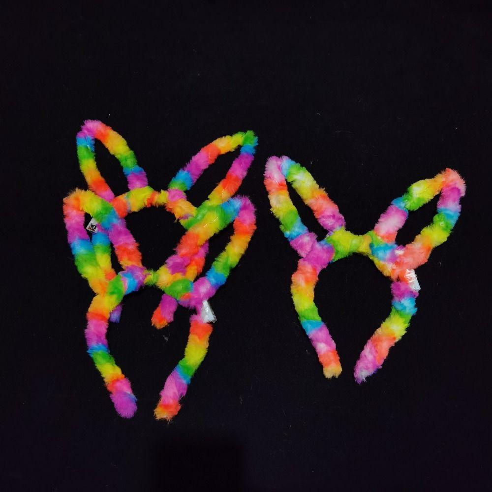 LED Lights Rabbit Ears Glow Hair Band Luminous LED Lights Headband Plush Hair Hoop Children
