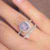 2Pcs/Set Exquisite Engagement Rings for Women Dazzling Crystal Jewelrybridal Wedding Accessories with Fashionable Design