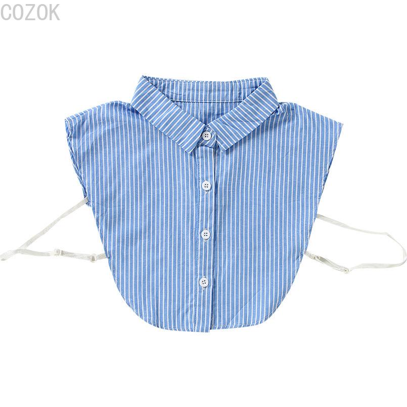 Women's Solid Colour Black White Vertical Small Flip Collar Versatile Shirt Jumper Jumper Fashion Lace False Collar Four Seasons