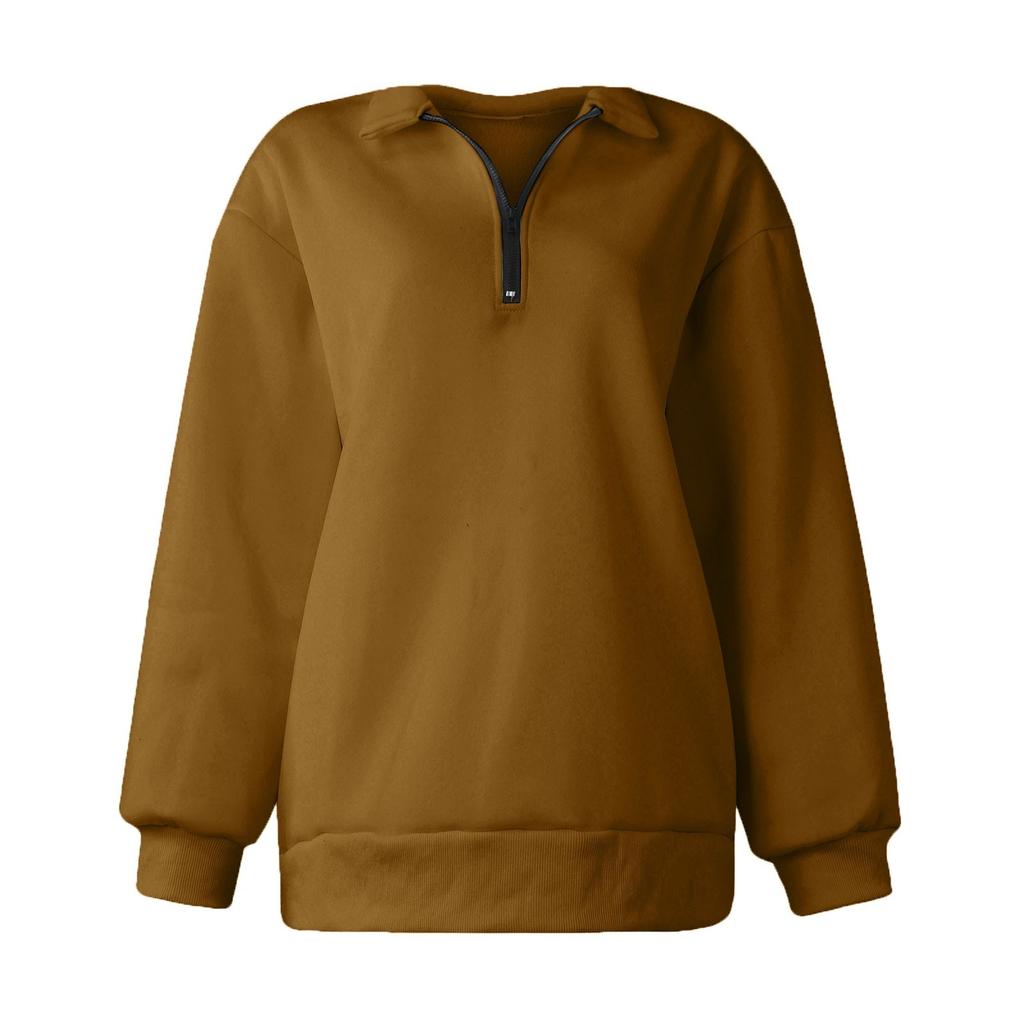 Женская повседневная модная однотонная толстовка на молнии с длинными рукавами, топ