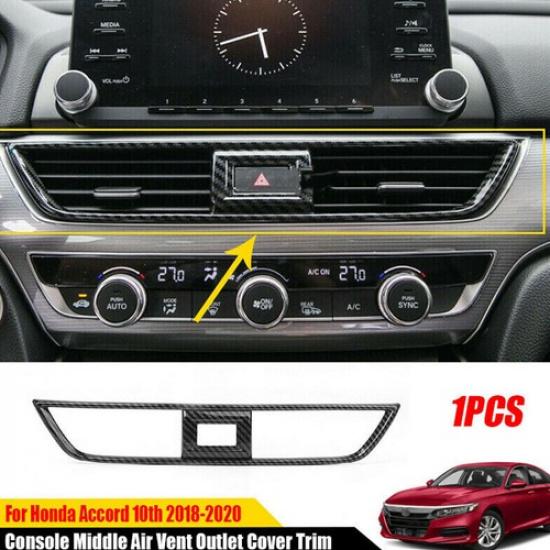 For Honda Accord 10th 2018- Carbon Fiber ABS Console Middle Air Outlet Trim