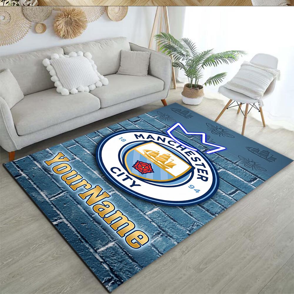 Manchester City Customize Your Name Floor Mat Design for Playrooms Study room Hallway Entryway Anti-slip Rug Anime Office Decor Wedding Party Gift