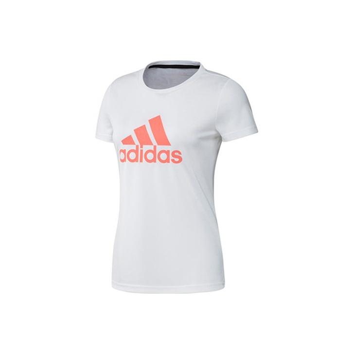 adidas Женская спортивная футболка с принтом логотипа, круглым вырезом и коротким рукавом, топ Белый FT9737