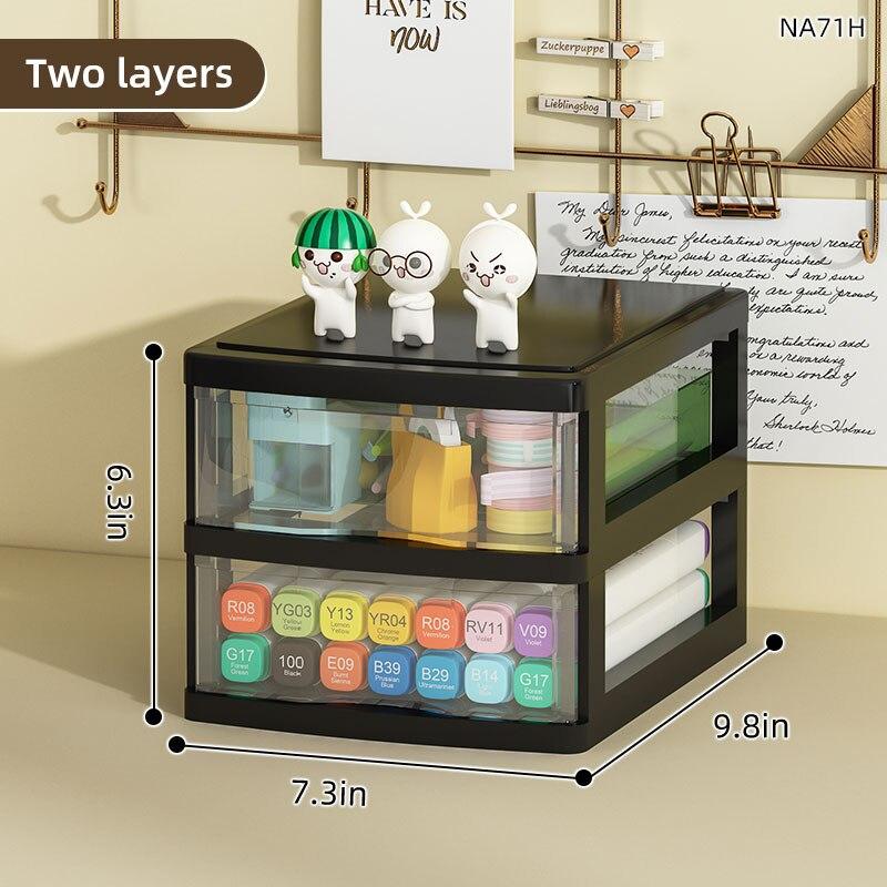 JOJAJU 1Pc Storage Box,Space-Saving Clear Drawer Organizer (2/3/4-Tier) Sort Office,Home,dormitory,Makeup, Pens, Jewelry