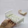 1 Piece 1:12 Dollhouse Accessories Miniature Floral Single Bed Model Furniture Bedroom Micro Scene Decoration