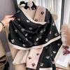 Fashion Light Luxury Little Bee Pattern Scarf Warm Shawl Autumn And Winter Thickened Outer Scarf
