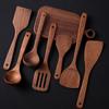 Набор из 5 деревянных лопаток, набор из 5 прорезей, плоский деревянный шпатель, набор из 5 деревянных лопаток, антипригарная кухонная утварь для смешивания, гриля и готовки