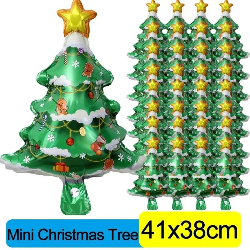 60/1pcs Xmas Tree Foil Balloons Christmas Theme Santa Claus Gingerbread Man Balloon Kids Toys New Year Party Decoration Supplies