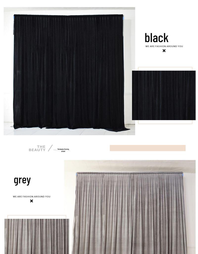 Black, Burgundy & Gold Velvet Wedding Stage Backdrop Drapes with Gauze
