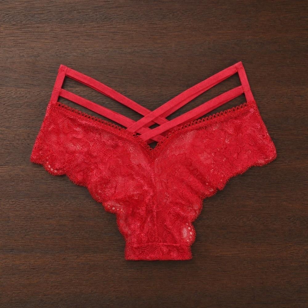 Underpants Low-Rise Women Lace Floral Thong Rose Flower Transparent Lace Solid Briefs Underwear Lingerie T-back Panties Ladies
