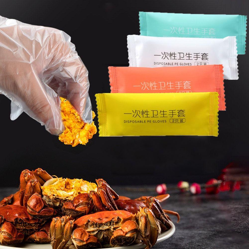 100 Pairs Thickening Individual Packing Mittens PE Work Gloves Durable Disposable Gloves